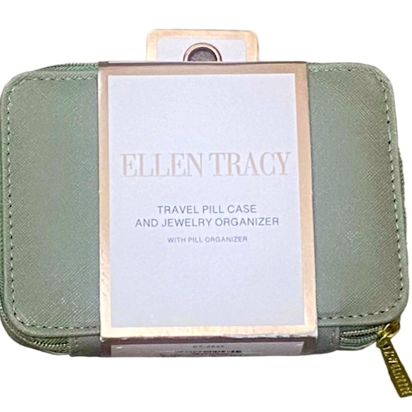 ELLEN TRACY TRAVEL PILL CASE & JEWELRY ORGANIZER GREEN LIGHT WEIGHT - Picture 1 of 5